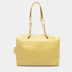 Pre Owned Chanel CC Coco Mark Green Grained Calfskin Leather Chain Shoulder Bag GHW