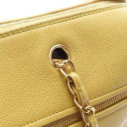 Pre Owned Chanel CC Coco Mark Green Grained Calfskin Leather Chain Shoulder Bag GHW