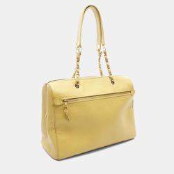 Pre Owned Chanel CC Coco Mark Green Grained Calfskin Leather Chain Shoulder Bag GHW