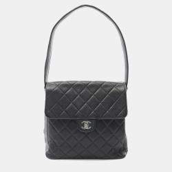 Chanel Double Face Black Grained Calfskin Shoulder Bag