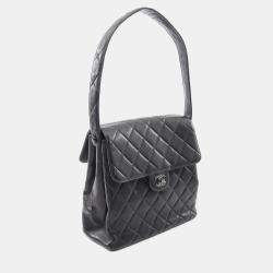 Chanel Double Face Black Grained Calfskin Shoulder Bag