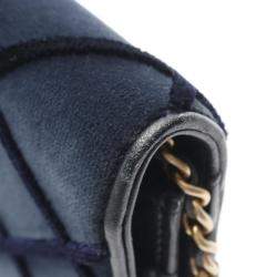 Chanel Blue Fabric Leather Wallet on Chain