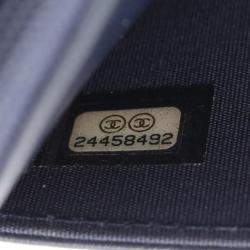 Chanel Blue Fabric Leather Wallet on Chain