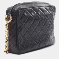 Pre Owned Chanel CC Camera Tassel Black Lambskin Shoulder Bag