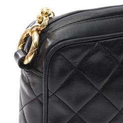 Pre Owned Chanel CC Camera Tassel Black Lambskin Shoulder Bag