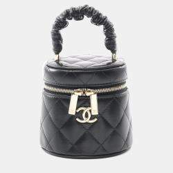 Chanel CC Matelasse Black Lambskin Leather Handbag GHW 