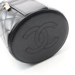 Chanel CC Matelasse Black Lambskin Leather Handbag GHW 