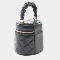 Chanel CC Matelasse Black Lambskin Leather Handbag GHW 