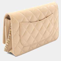 Chanel Beige Lambskin Classic Wallet on Chain