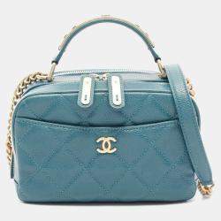 Chanel Carry Around Green Leather Camera Top Handle Bag  