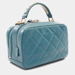 Chanel Carry Around Green Leather Camera Top Handle Bag  