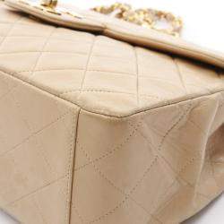 Chanel Tall Beige Lambskin Flap Shoulder Bag