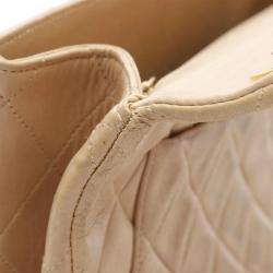 Chanel Tall Beige Lambskin Flap Shoulder Bag