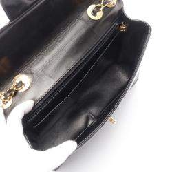 Pre Owned Chanel Black Lambskin Flap Shoulder Bag