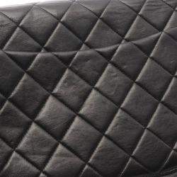 Pre Owned Chanel Black Lambskin Flap Shoulder Bag