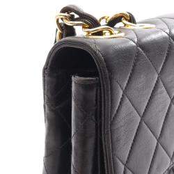 Pre Owned Chanel Black Lambskin Flap Shoulder Bag