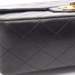 Pre Owned Chanel Black Lambskin Flap Shoulder Bag