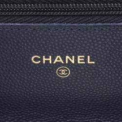 Chanel Navy Leather Classic Wallet on Chain
