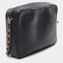 Pre Owned Chanel Triple CC Black Leather Chain Camera Bag
