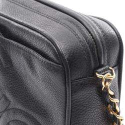 Pre Owned Chanel Triple CC Black Leather Chain Camera Bag