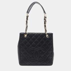 Chanel Matelasse PST Black Grained Calfskin Leather Chain Tote