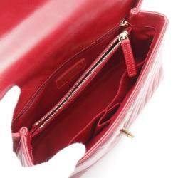 Chanel Coco Handle Red V Stitch Leather Top Handle Bag