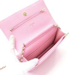 Chanel Classic WOC Pink Grained Calfskin Wallet On Chain
