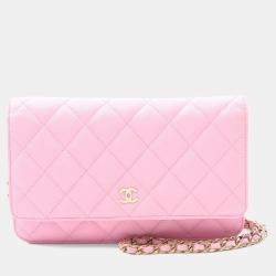 Chanel Classic WOC Pink Grained Calfskin Wallet On Chain