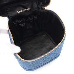 Chanel Coco Mark Navy Denim Vanity Handbag