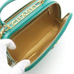 Chanel Vanity Green Quilted Leather Top Handle Bag