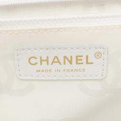 Chanel Wild Stitch CC White Lambskin Leather Flap Handbag