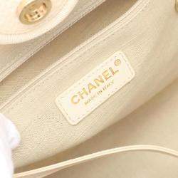 Chanel Beige Canvas Leather Deauville Small Bag