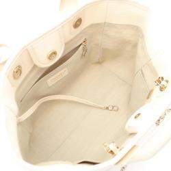 Chanel Beige Canvas Leather Deauville Small Bag