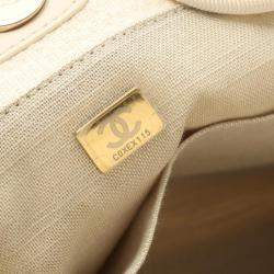 Chanel Beige Canvas Leather Deauville Small Bag