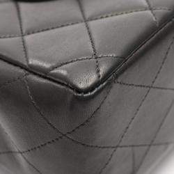 Chanel  Single Flap Jumbo Black Matelasse Lamb Leather Shoulder Bag