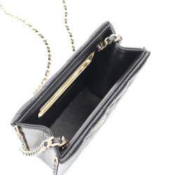 Chanel Evening Chain Black Matelasse Leather  Shoulder Bag