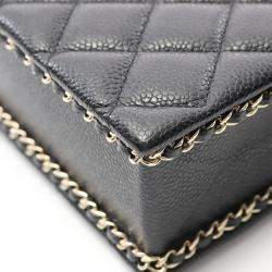 Chanel Evening Chain Black Matelasse Leather  Shoulder Bag