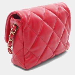 Pre Owned  Chanel Heart Rock Lambskin Red Shoulder Bag 
