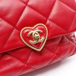 Pre Owned  Chanel Heart Rock Lambskin Red Shoulder Bag 