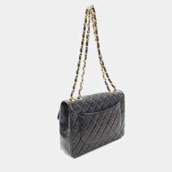 Pre Owned Chanel Jumbo Single Flap Black Lambskin Shoulder Bag