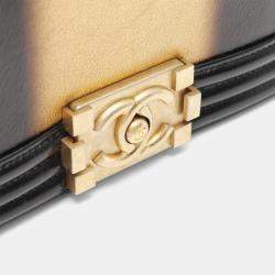 Pre Owned Chanel Boy Small Black/Gold Leather Shoulder Bag