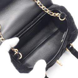 Chanel Black Velvet Quilted Mini Top Handle Flap Bag