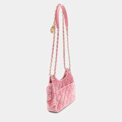 Chanel Wavy CC Pink Small Velvet Hobo Bag