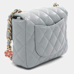 Chanel Casino Chips Mini Grey Lambskin Quilted Square Flap Bag