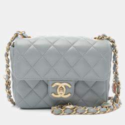 Chanel Casino Chips Mini Grey Lambskin Quilted Square Flap Bag
