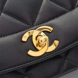 Chanel Diana Flap Black Lambskin Leather Shoulder Bag