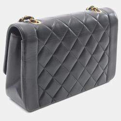 Chanel Diana Flap Black Lambskin Leather Shoulder Bag