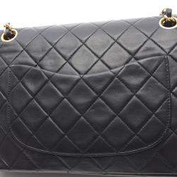 Chanel Classic Double Flap Black Quilted Lambskin Shoulder Bag
