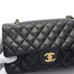 Chanel Classic Double Flap Black Quilted Lambskin Shoulder Bag
