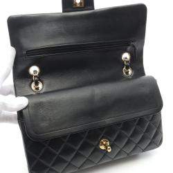 Chanel Classic Double Flap Black Quilted Lambskin Shoulder Bag